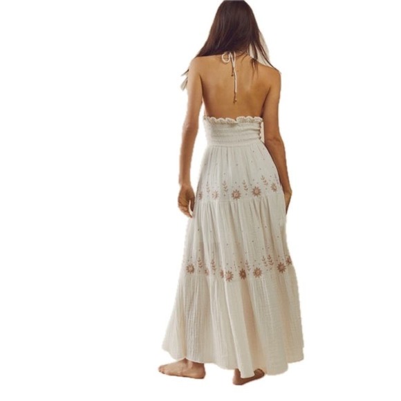 Free People Women's Ivory Real Love Embroidered Maxi Dress Size XL NEW - Picture 6 of 8